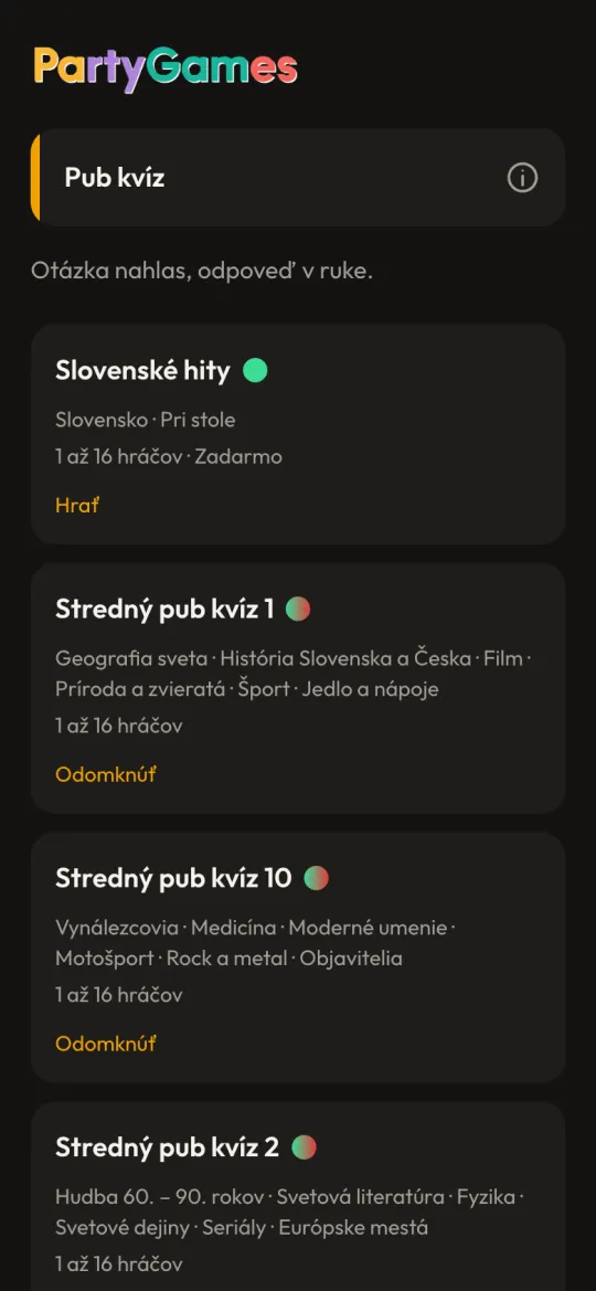 Zoznam kvízov s ukážkou zadarmo
